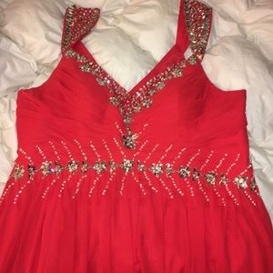 Couture made red chiffon dress size 24